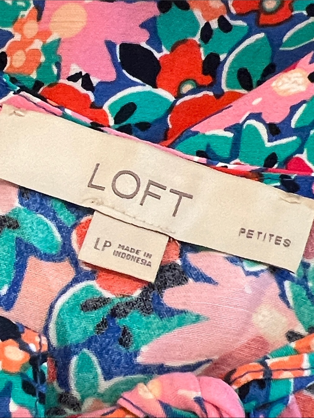 🌸 LOFT Petite Floral Tie Back Dress Pink Blue Sleeveless‎ Drop Waist Size LP - Picture 10 of 16